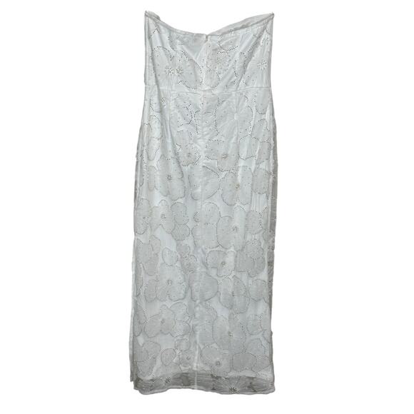 Lulus NWOT Loving Mentality White Tulle Beaded Strapless Midi Dress Formal S - Picture 4 of 8